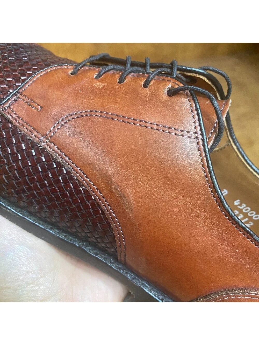 Allen Edmonds Lauderdale Cap Toe Oxford Shoes Mens 8.5 D Woven Brown Leather USA